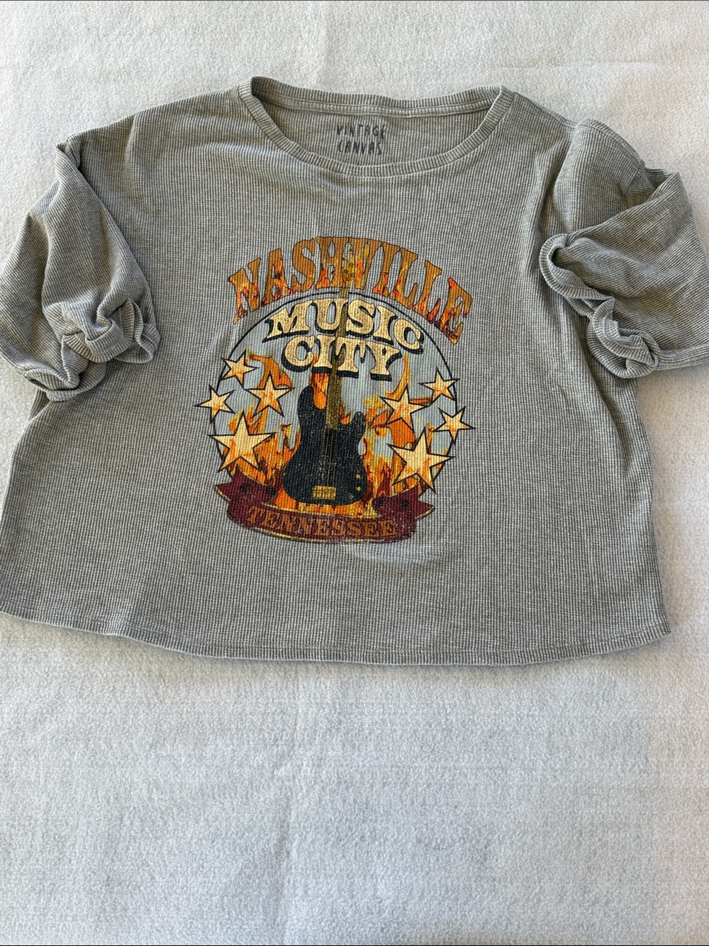 Vintage Canvas Nashville Music City' Gray Graphic Tee
